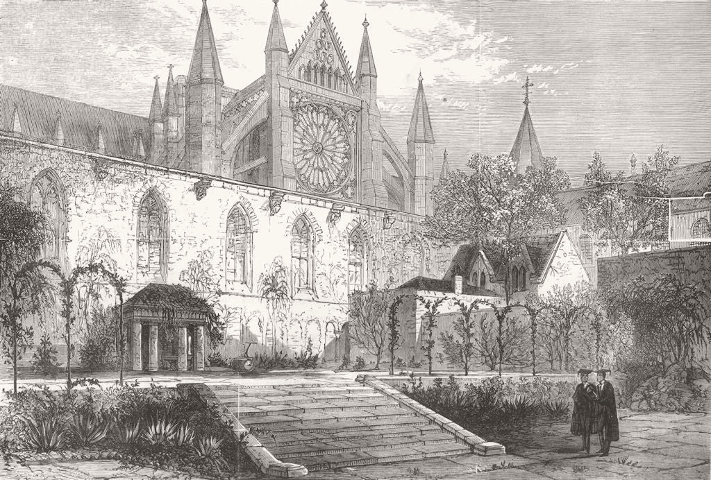 LONDON. The garden of Ashburnham House, Westminster 1882 old antique print